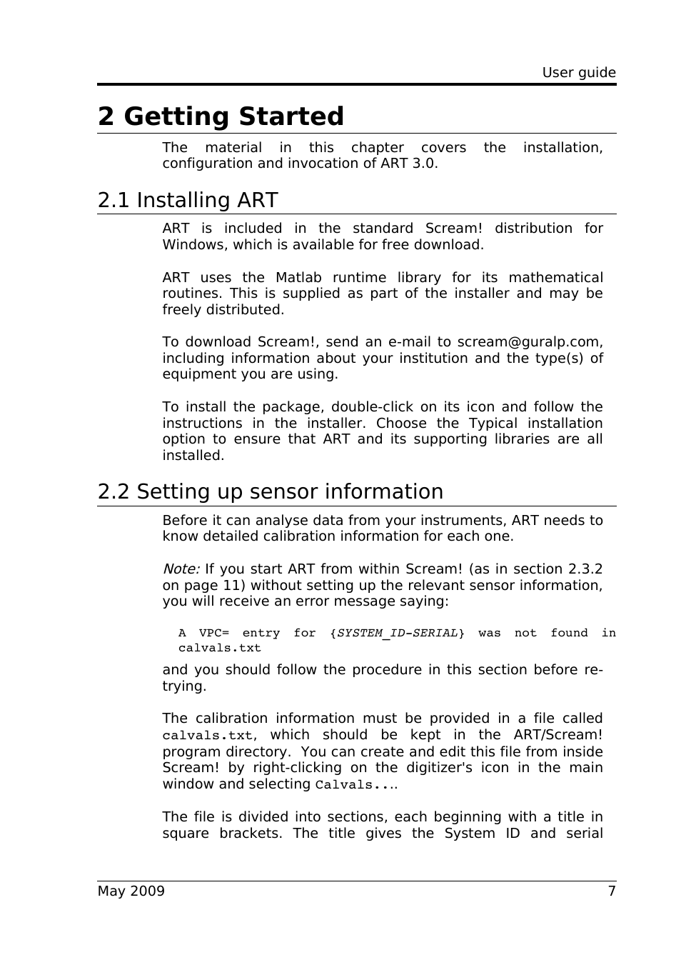 2 getting started, 1 installing art, 2 setting up sensor information | Guralp Systems ART User Manual | Page 7 / 63