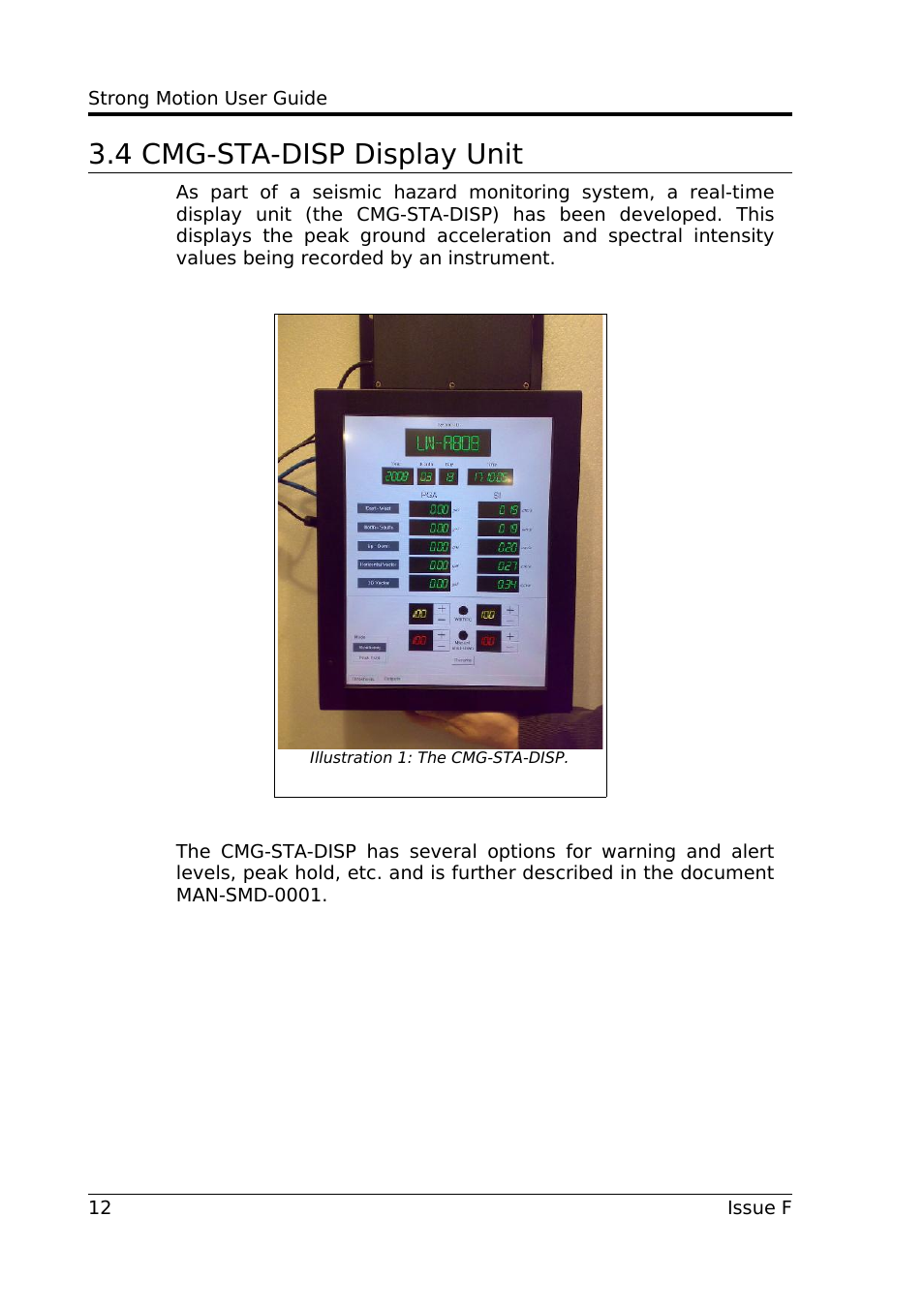 4 cmg-sta-disp display unit | Guralp Systems Strong Motion User Manual | Page 12 / 17