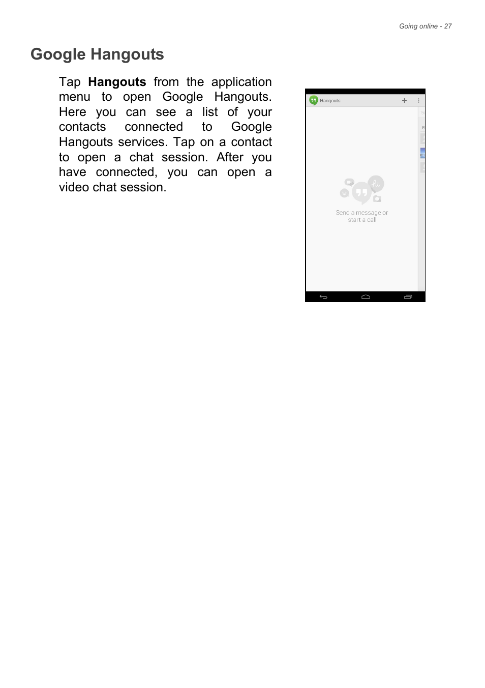 Google hangouts | Acer Iconia Talk S A1-724 User Manual | Page 27 / 56