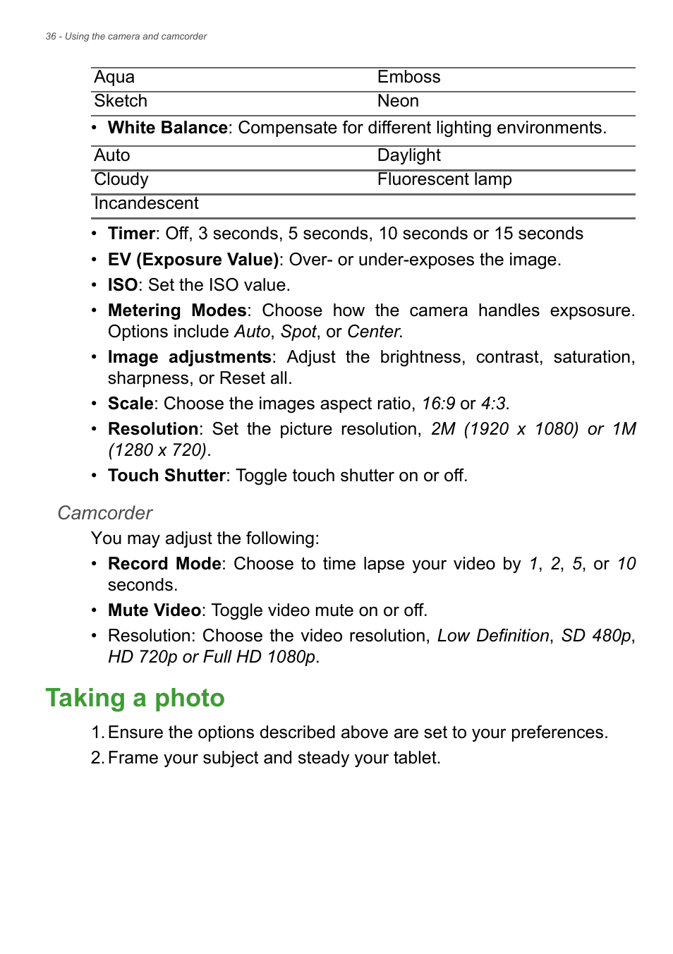 Taking a photo | Acer Iconia Talk S A1-724 User Manual | Page 36 / 56