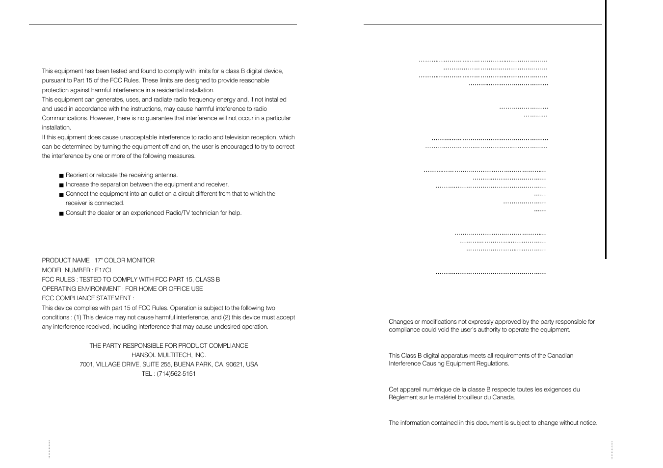 Hansol 710A User Manual | 7 pages