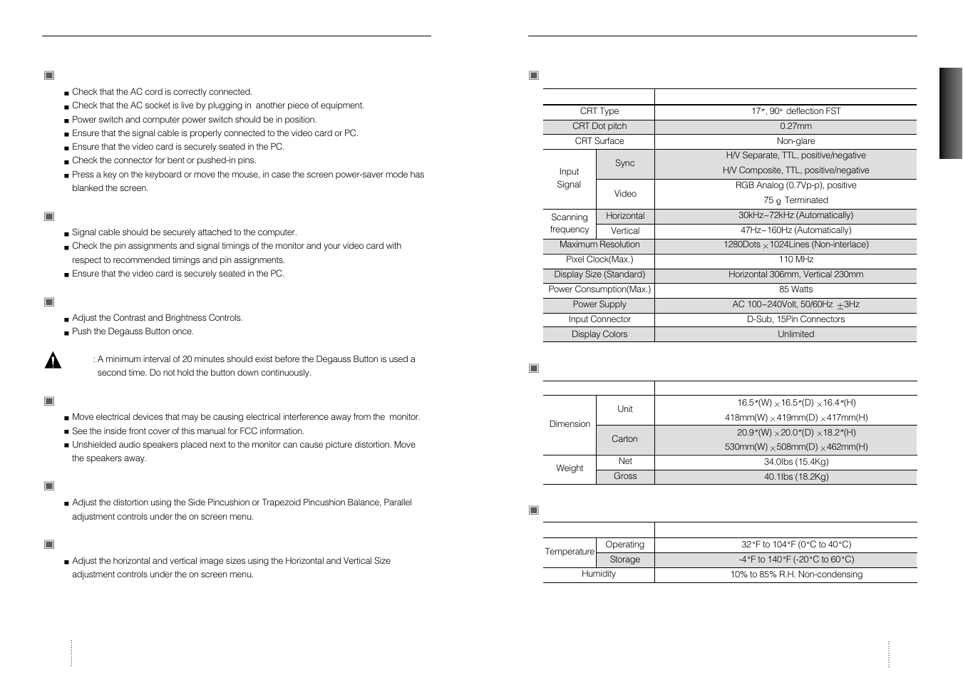 English, Specifications, Troubleshooting | Hansol 710A User Manual | Page 6 / 7