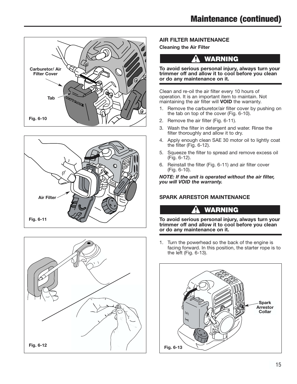 Maintenance (continued) | Cub Cadet CC2000 User Manual | Page 15 / 60