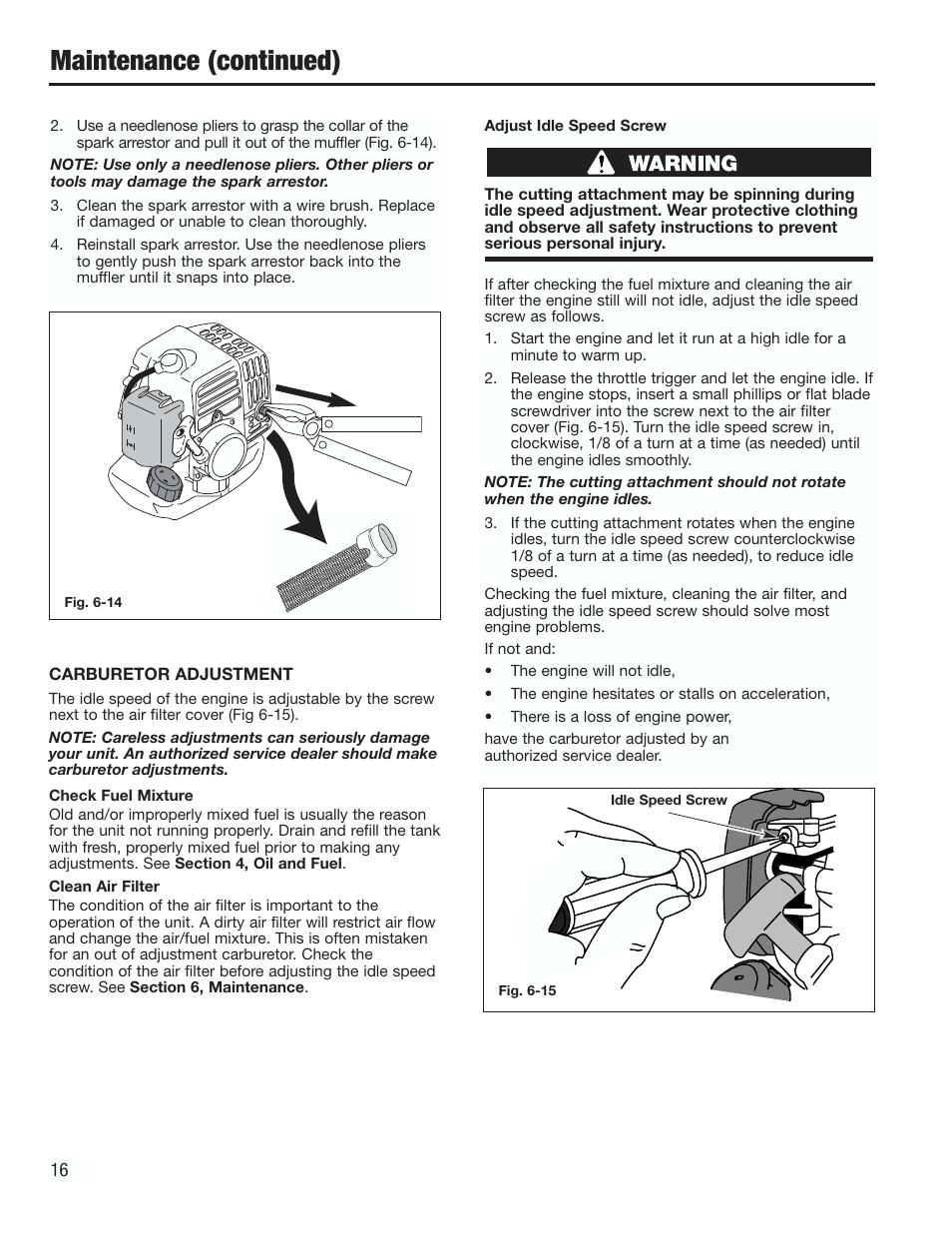 Maintenance (continued) | Cub Cadet CC2000 User Manual | Page 16 / 60