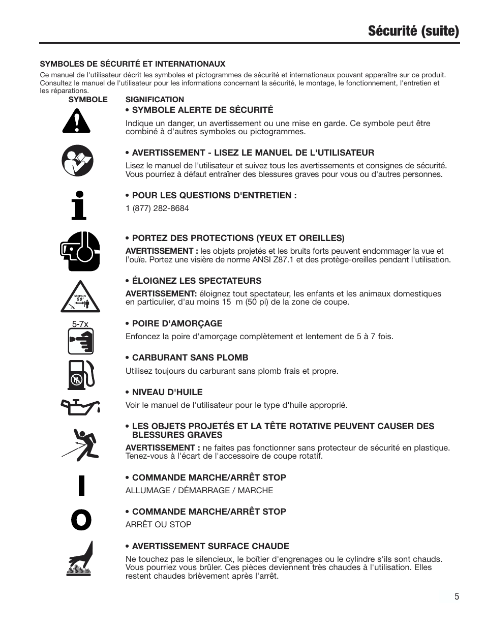 Sécurité (suite) | Cub Cadet CC2000 User Manual | Page 25 / 60