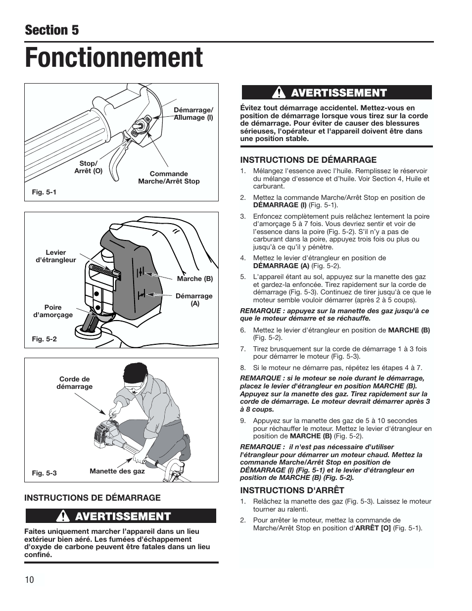 Fonctionnement | Cub Cadet CC2000 User Manual | Page 30 / 60