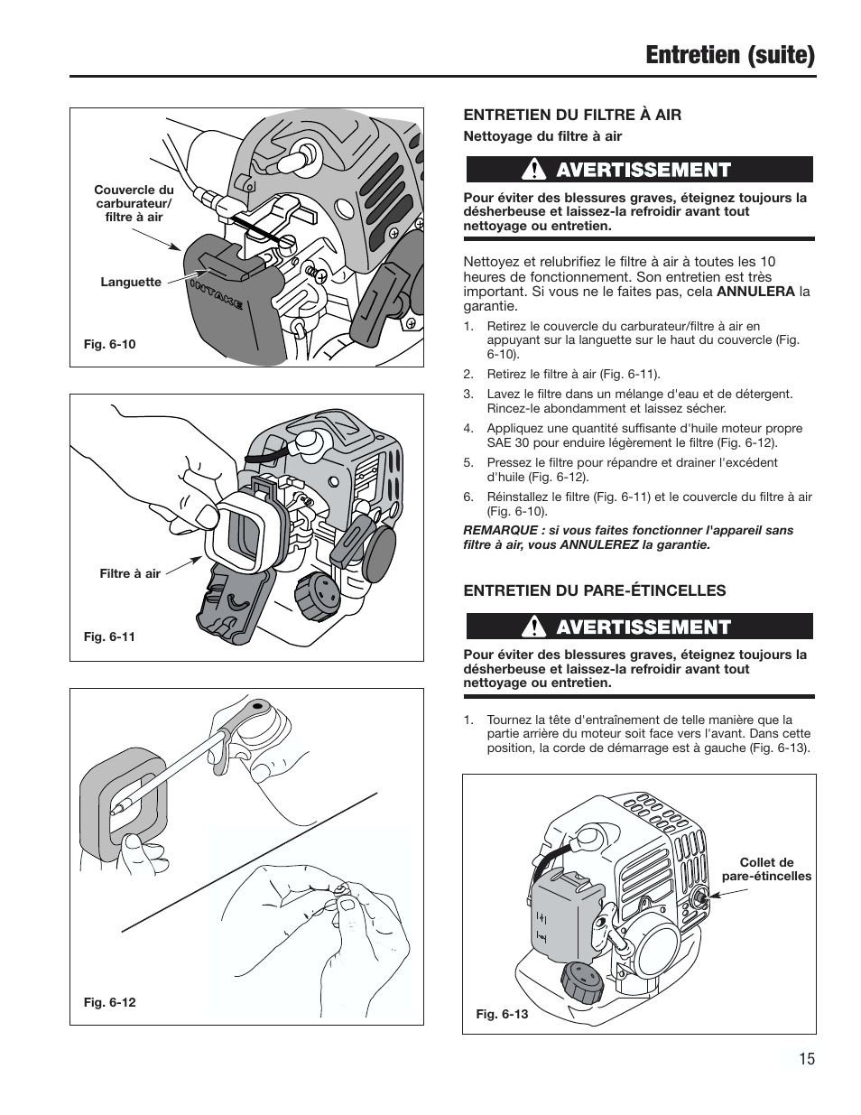 Entretien (suite) | Cub Cadet CC2000 User Manual | Page 35 / 60