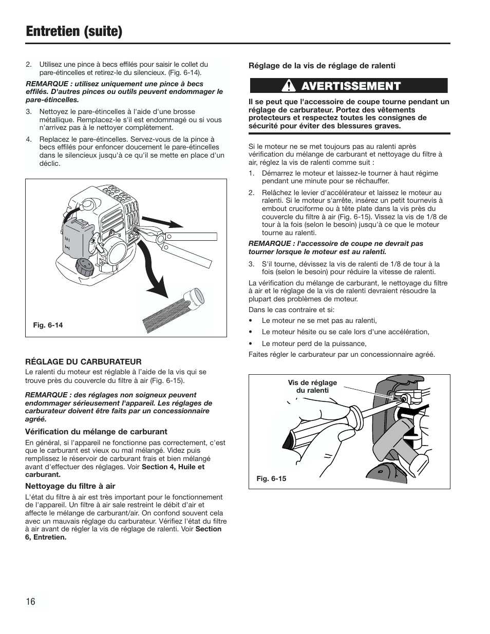 Entretien (suite) | Cub Cadet CC2000 User Manual | Page 36 / 60