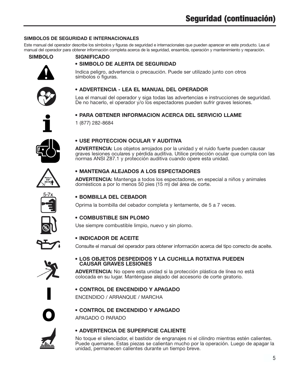 Seguridad (continuación) | Cub Cadet CC2000 User Manual | Page 45 / 60