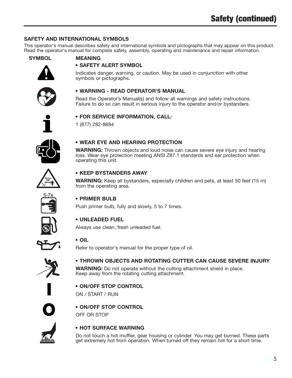 Safety (continued) | Cub Cadet CC2000 User Manual | Page 5 / 60