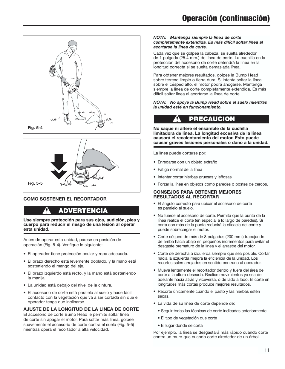 Operación (continuación) | Cub Cadet CC2000 User Manual | Page 51 / 60