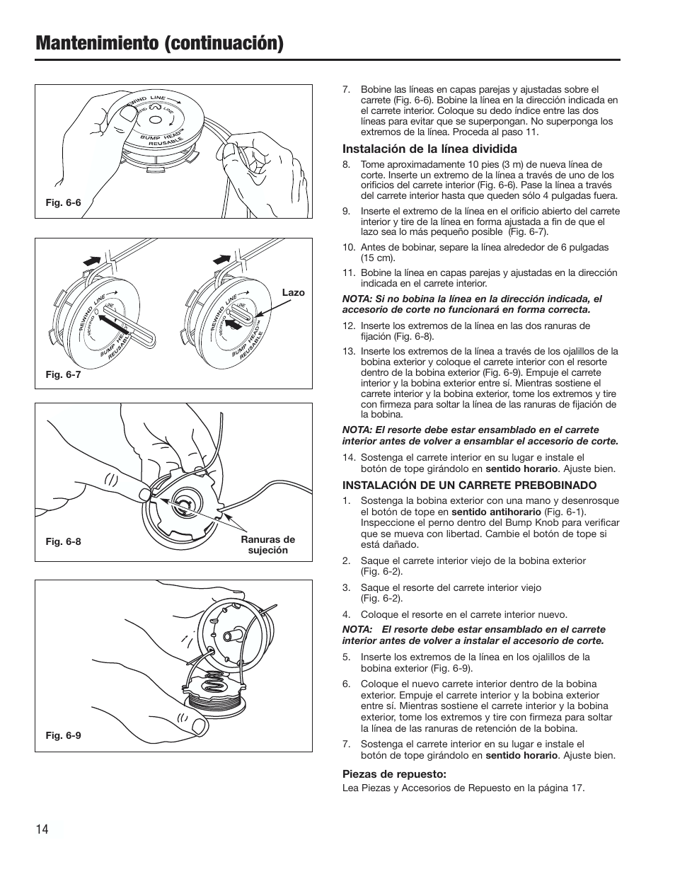 Mantenimiento (continuación) | Cub Cadet CC2000 User Manual | Page 54 / 60