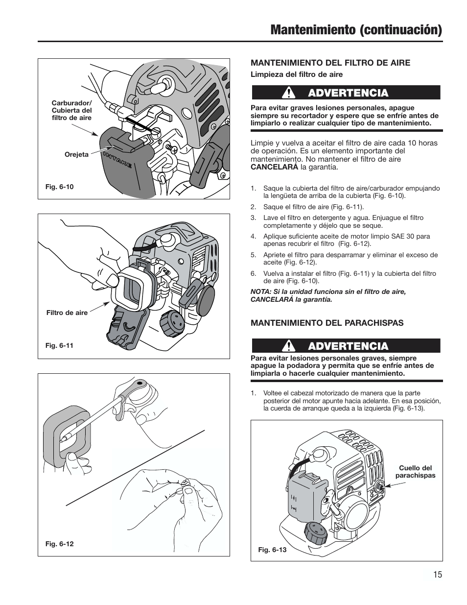 Mantenimiento (continuación) | Cub Cadet CC2000 User Manual | Page 55 / 60