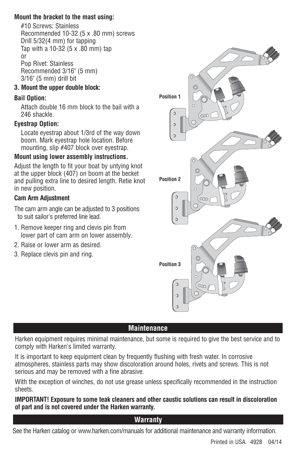 Harken 447 Dinghy Vang System User Manual | Page 4 / 4