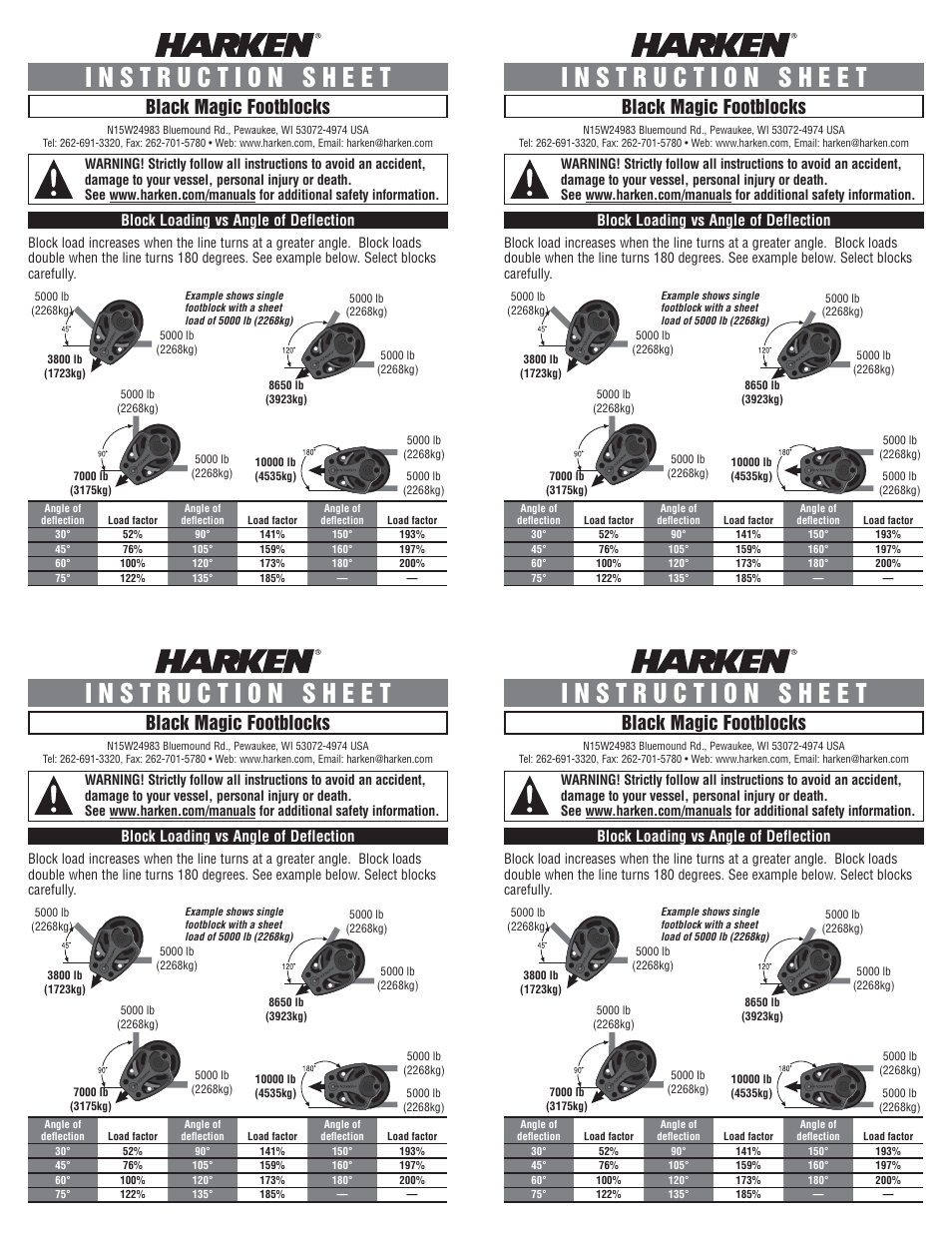 Harken 3220 Black Magic Footblock User Manual | 2 pages