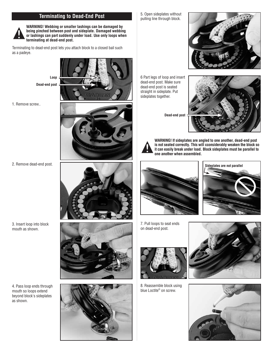 Terminating to dead-end post | Harken 3195 Black Magic Loop Blocks pre-2013 User Manual | Page 2 / 4