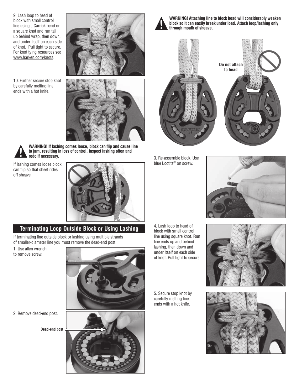 Terminating loop outside block or using lashing | Harken 3195 Black Magic Loop Blocks pre-2013 User Manual | Page 3 / 4