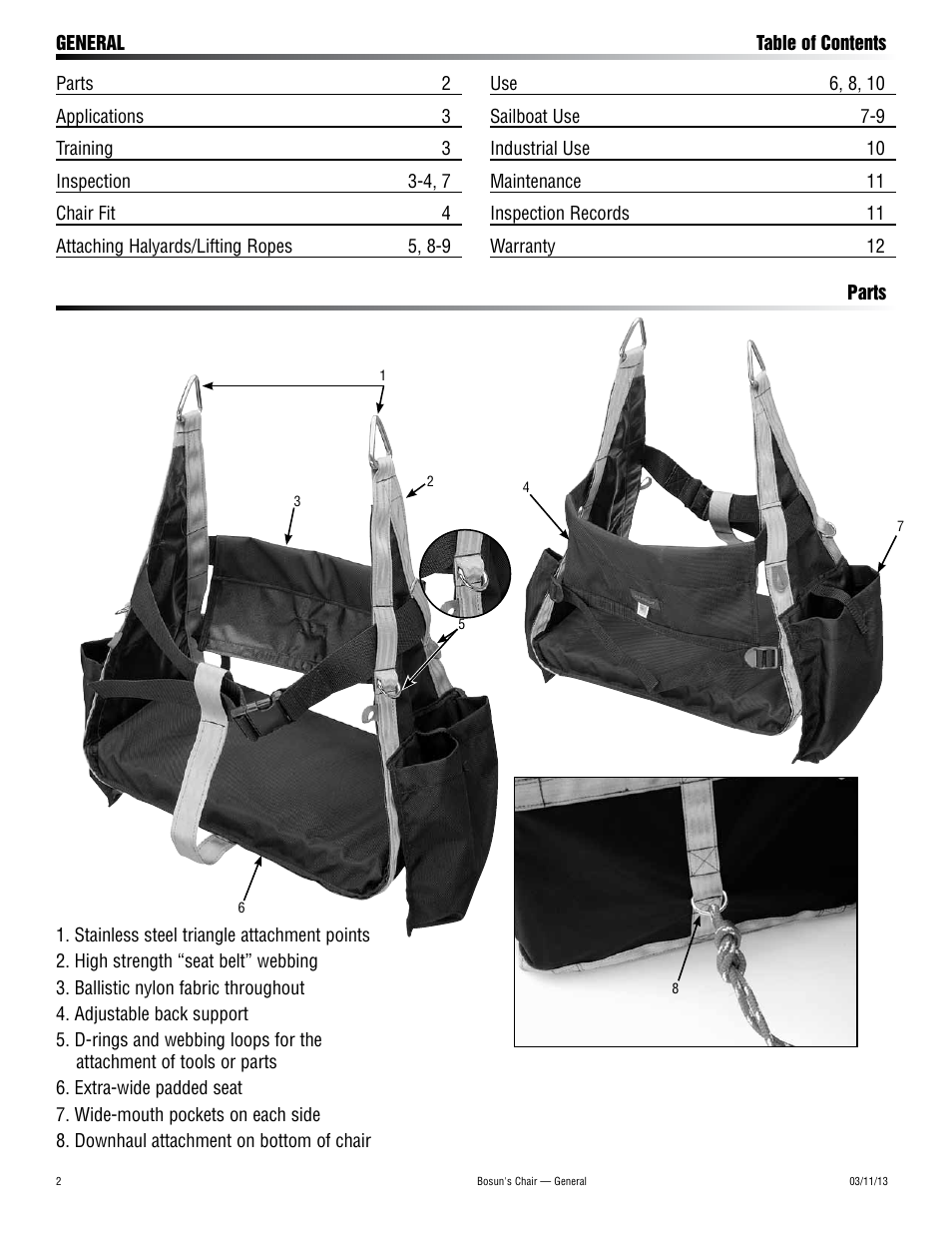 Harken 2234 Bosun's Chair User Manual | Page 2 / 12