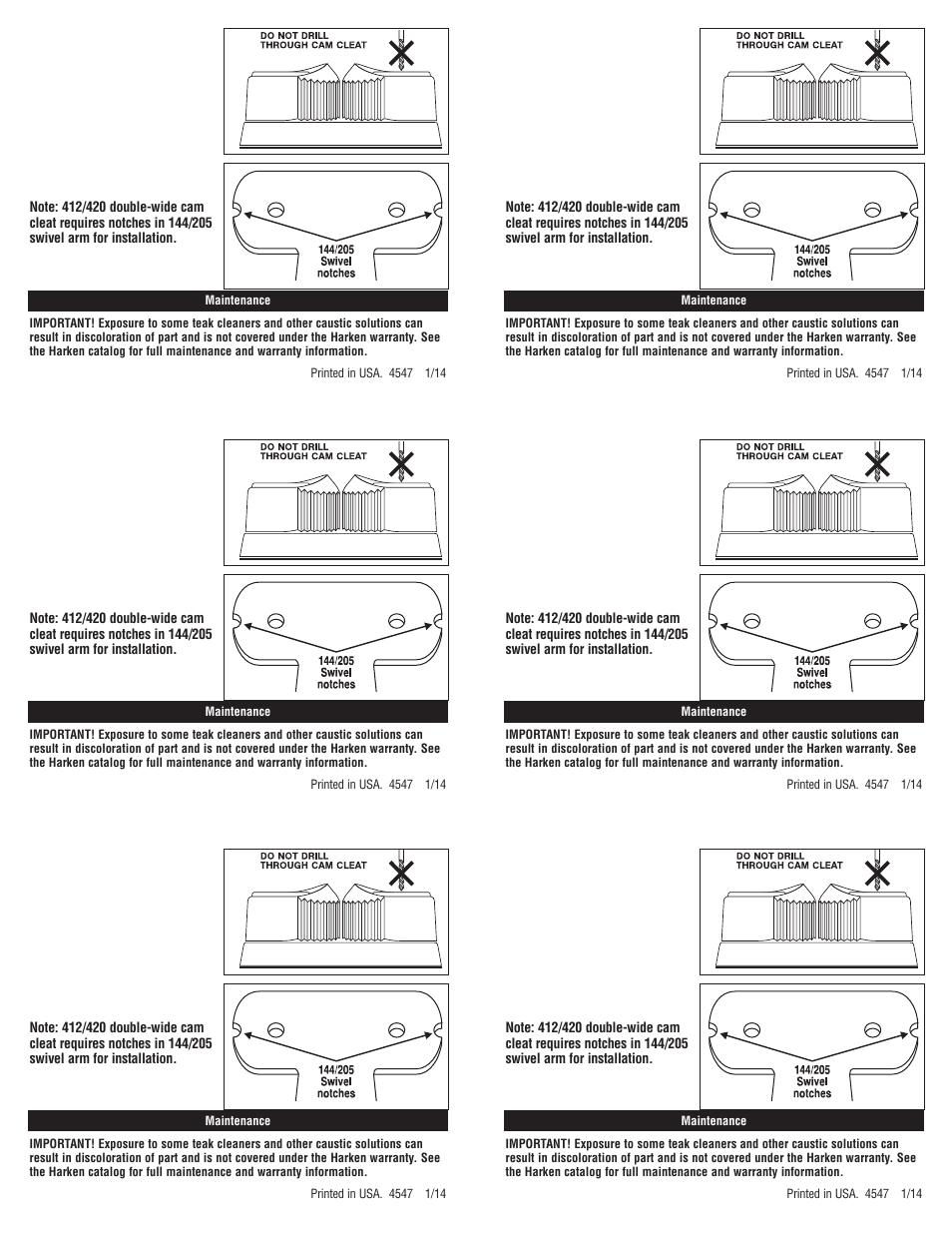 Harken 412 Double Cam-Matic cleat User Manual | Page 2 / 2