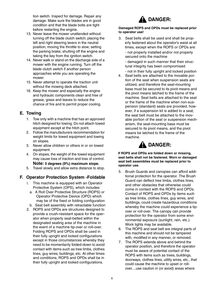 Danger | Cub Cadet 48-inch Fabricated Deck User Manual | Page 6 / 36
