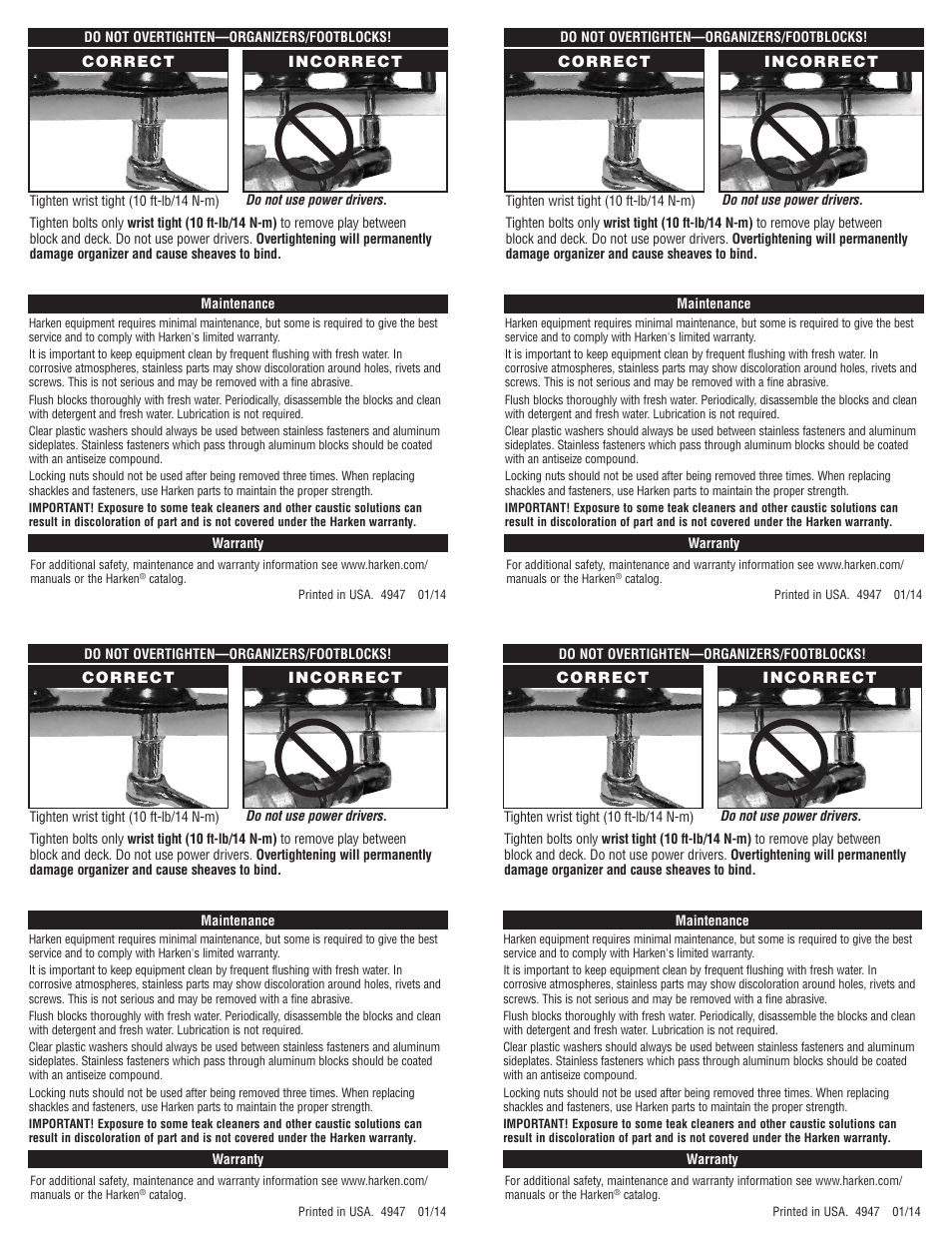 Harken 724 Big Boat deck organizer User Manual | Page 2 / 2