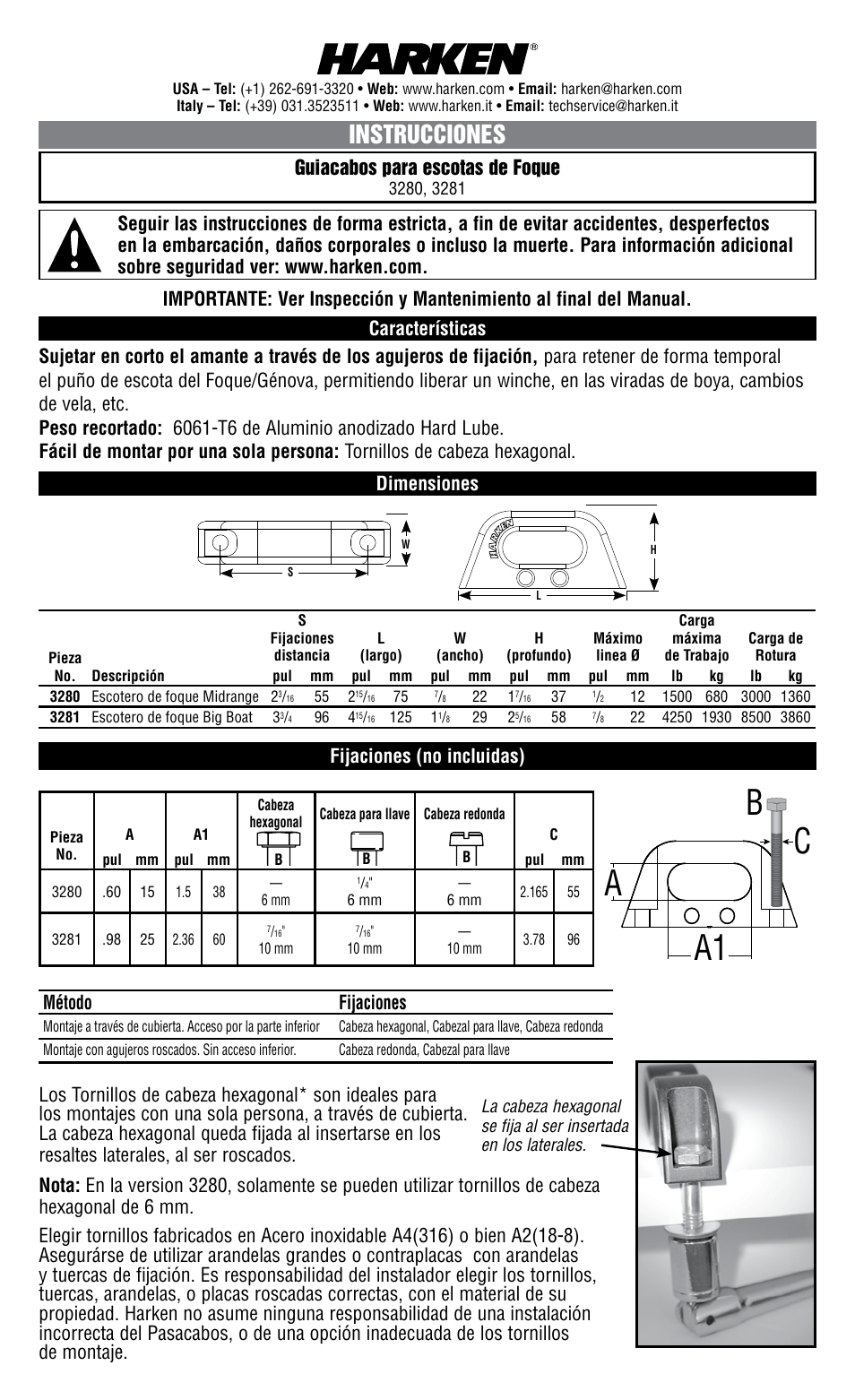 Harken 3280 Grand Prix Jib Lead User Manual | 2 pages