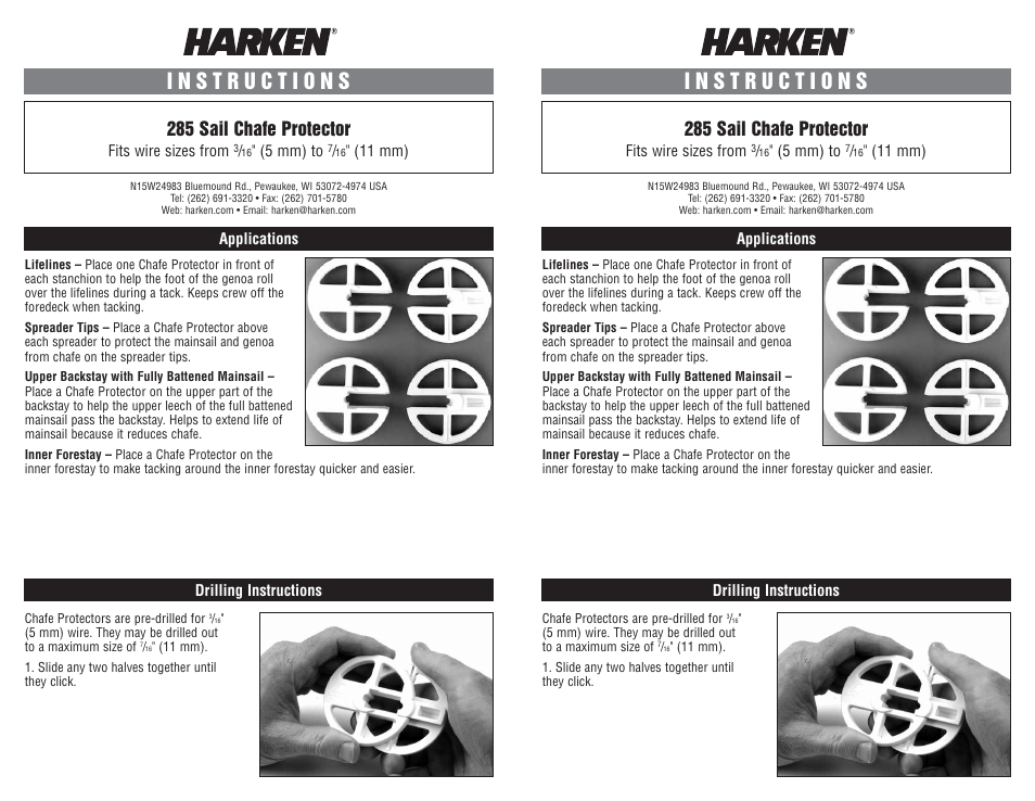 Harken 285 Sail chafe protector User Manual | 2 pages