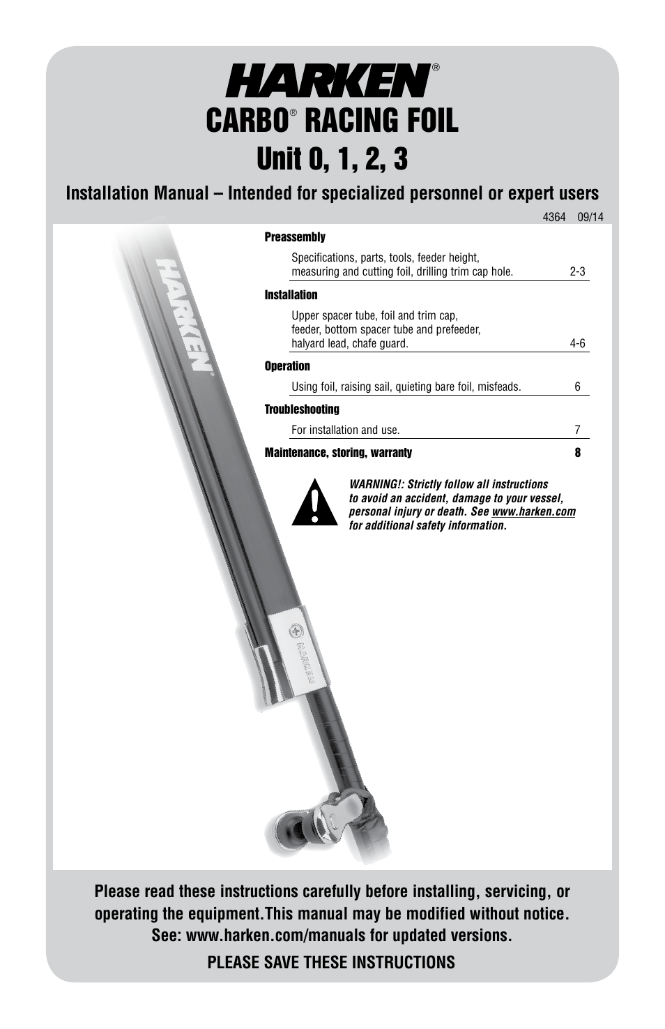 Harken 7000 Carbo Racing Foil User Manual | 8 pages