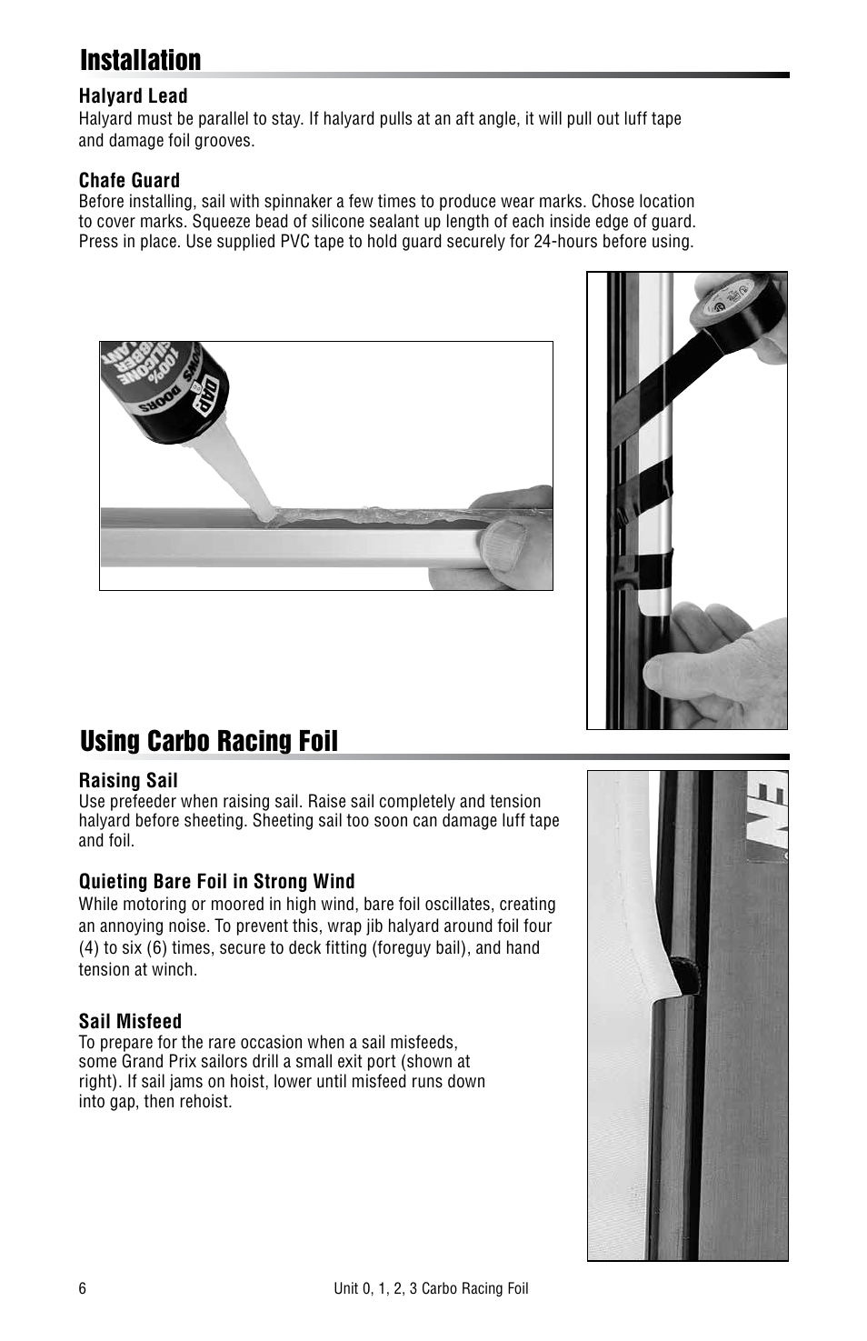 Installation, Using carbo racing foil | Harken 7000 Carbo Racing Foil User Manual | Page 6 / 8