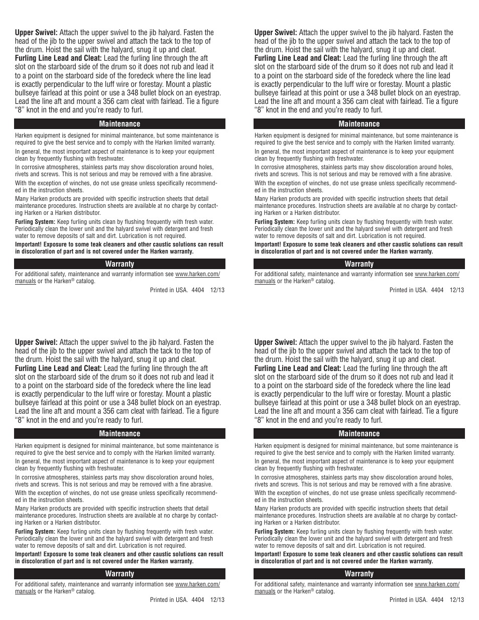 Harken 207 Small Boat Cruising furler User Manual | Page 2 / 2