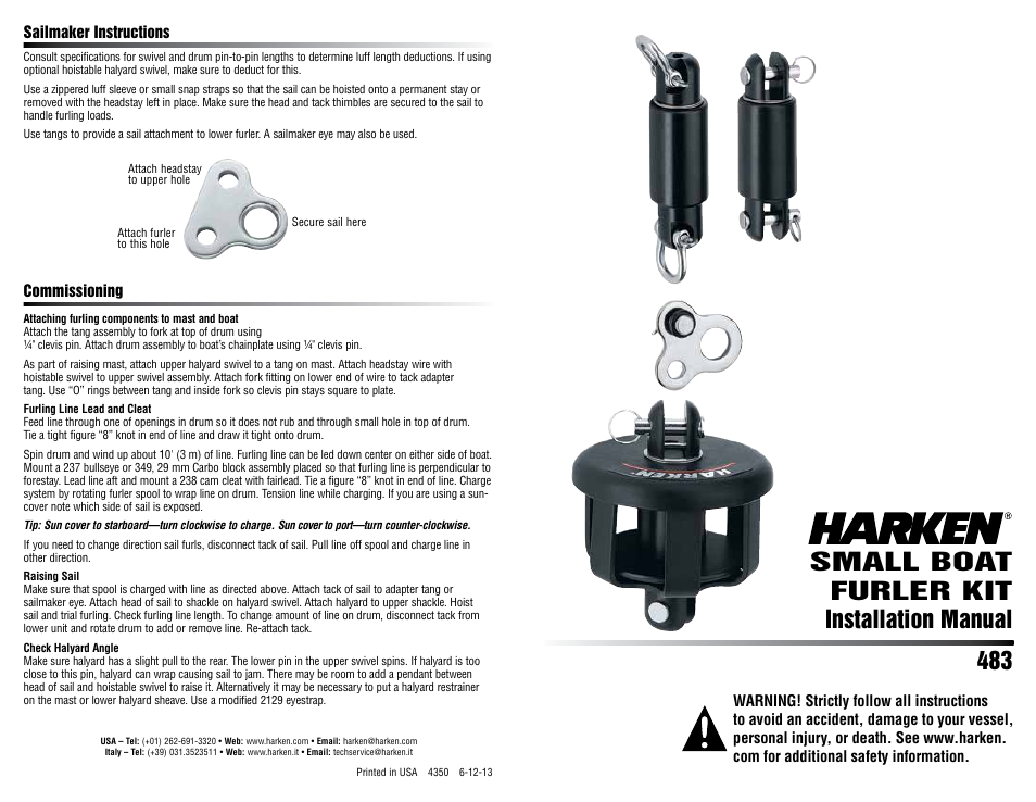 Harken 483 Small Boat furling kit User Manual | 2 pages