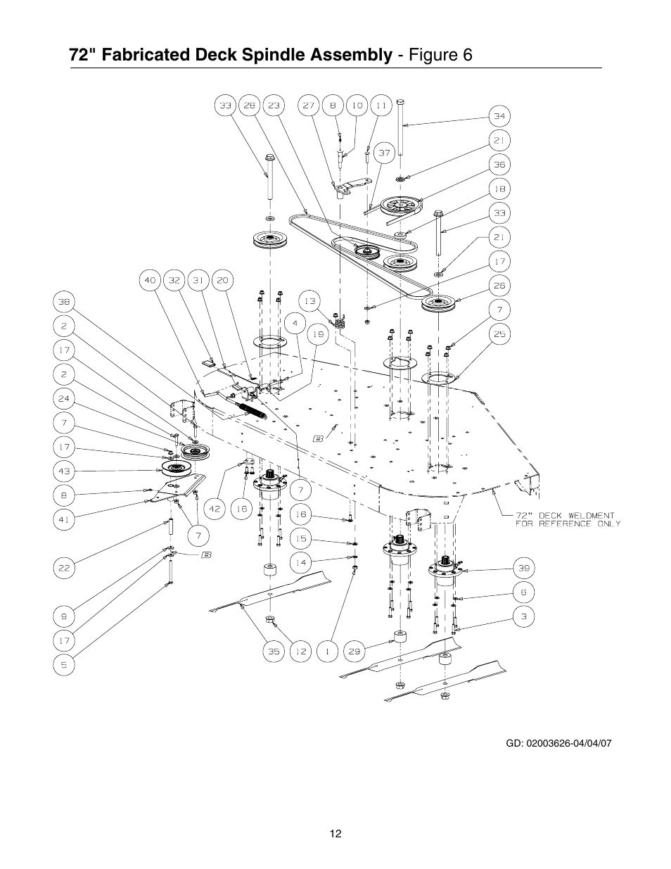 72" fabricated deck spindle assembly - figure 6 | Cub Cadet 53AB5JEZ630 User Manual | Page 12 / 36