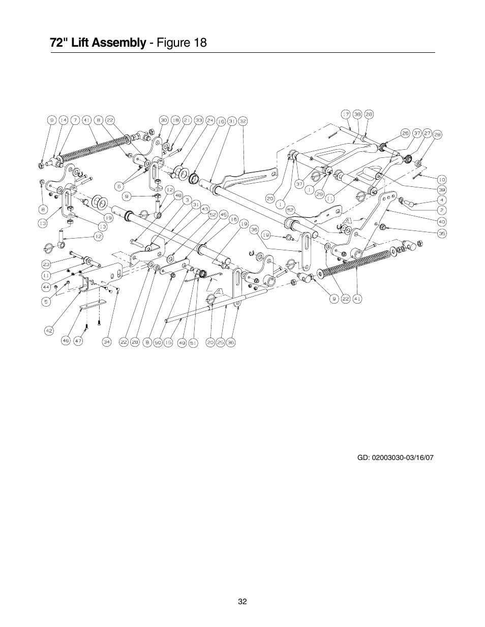 72" lift assembly - figure 18 | Cub Cadet 53AB5JEZ630 User Manual | Page 32 / 36