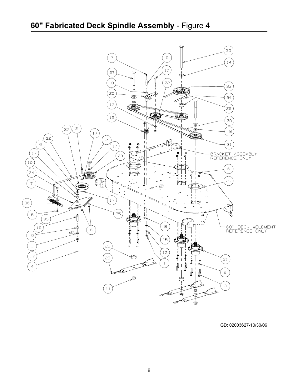 60" fabricated deck spindle assembly - figure 4 | Cub Cadet 53AB5JEZ630 User Manual | Page 8 / 36