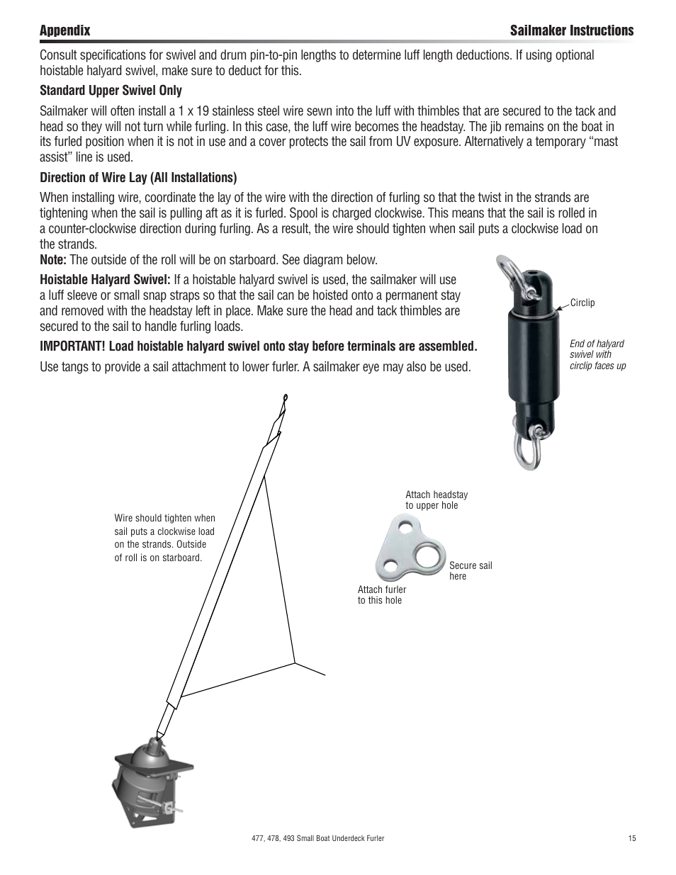 Harken 477 Small Boat underdeck furling User Manual | Page 15 / 16