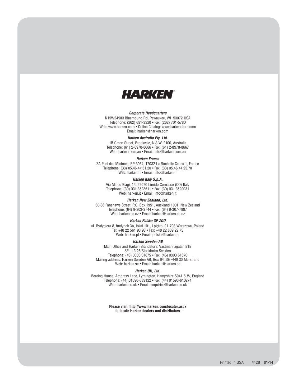 Harken 477 Small Boat underdeck furling User Manual | Page 16 / 16