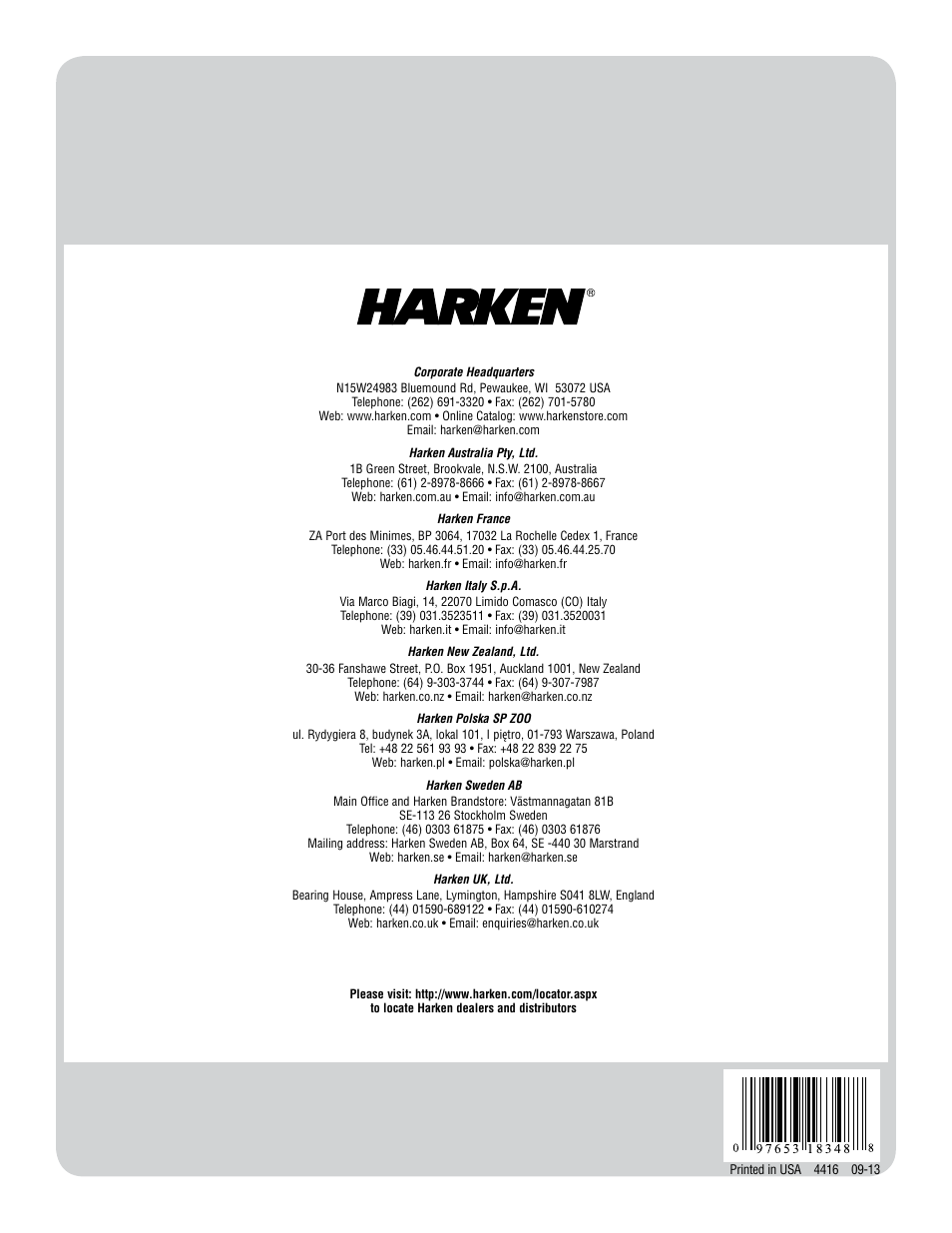 Harken 7410.10 MKIV Jib Reefing & Furling User Manual | Page 36 / 36