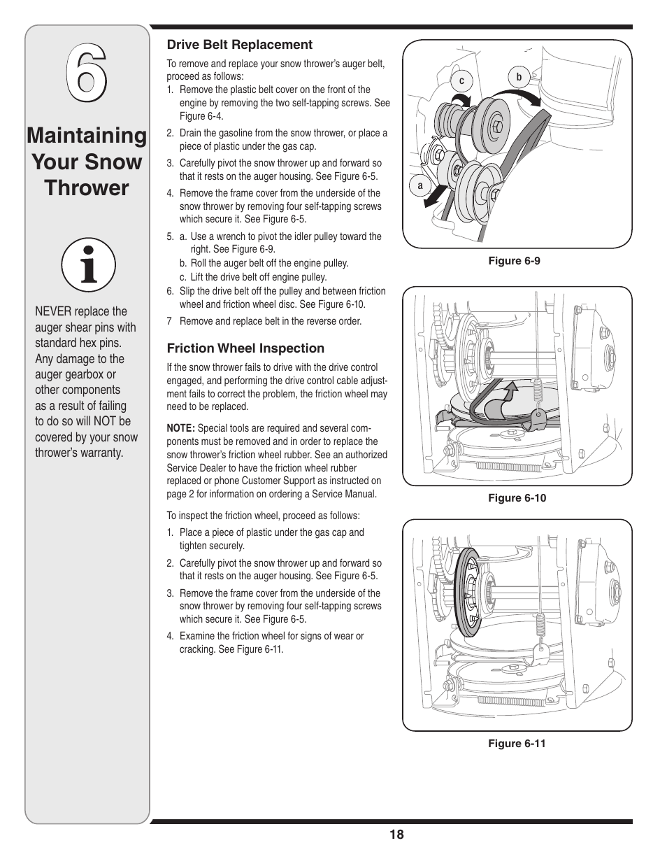 Maintaining your snow thrower | Cub Cadet Two Stage Snow Thrower User Manual | Page 18 / 52