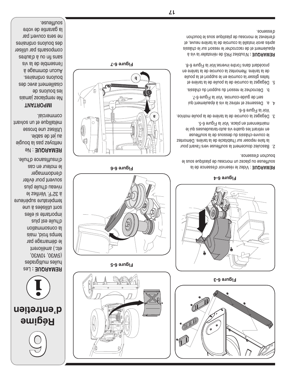 Régime d’entretien | Cub Cadet Two Stage Snow Thrower User Manual | Page 36 / 52