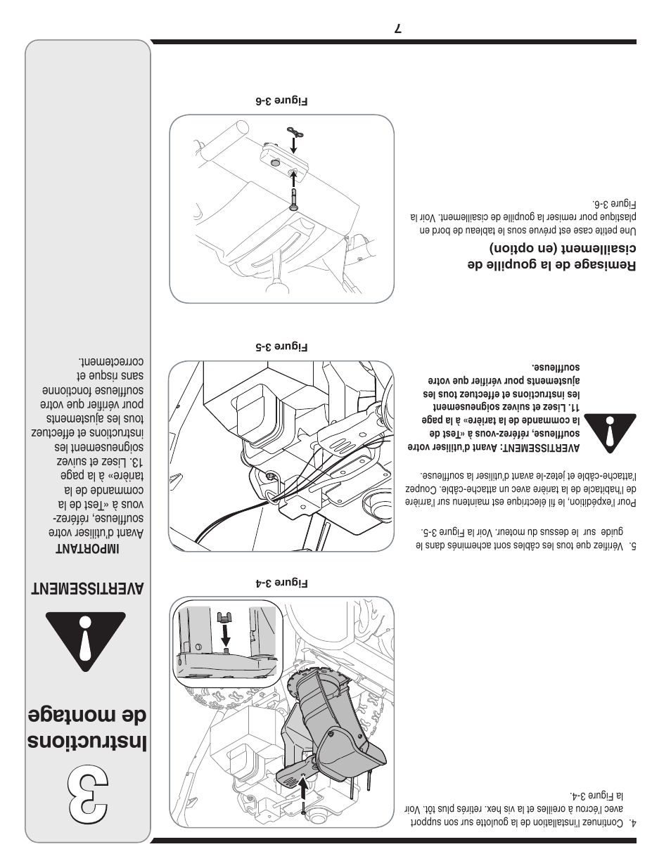 Ins tru ctio ns de mon tag e, Aver tissement | Cub Cadet Two Stage Snow Thrower User Manual | Page 46 / 52