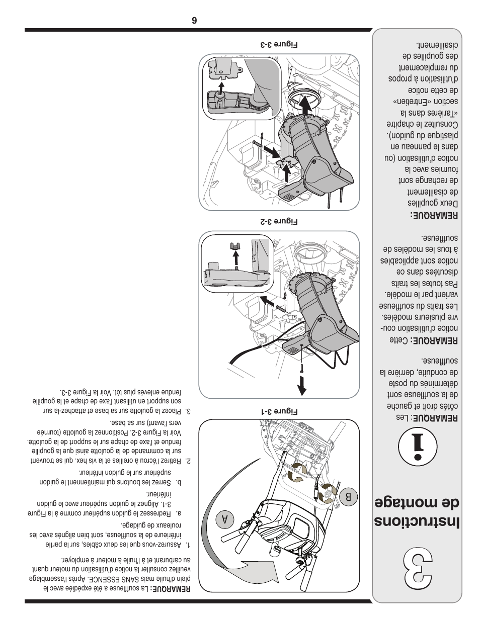 Ins tru ctio ns de mon tag e | Cub Cadet Two Stage Snow Thrower User Manual | Page 47 / 52