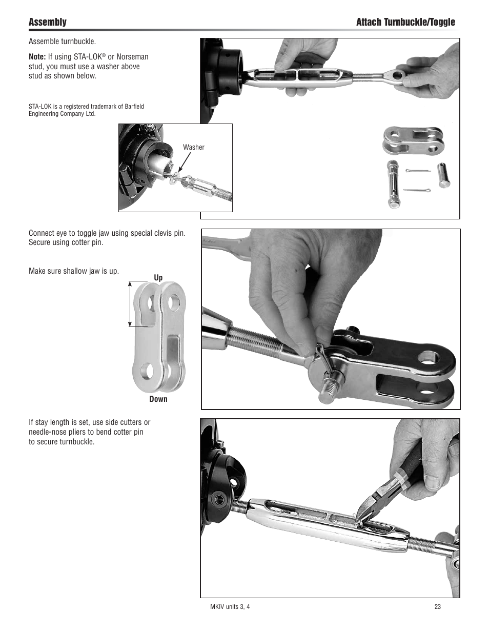 Assembly attach turnbuckle/toggle | Harken 7413.10 MKIV Jib Reefing & Furling built after Feb. 2009 User Manual | Page 23 / 44