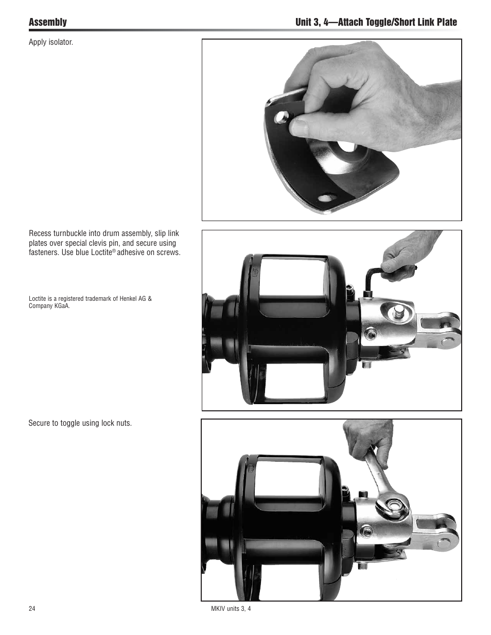 Assembly unit 3, 4—attach toggle/short link plate | Harken 7413.10 MKIV Jib Reefing & Furling built after Feb. 2009 User Manual | Page 24 / 44