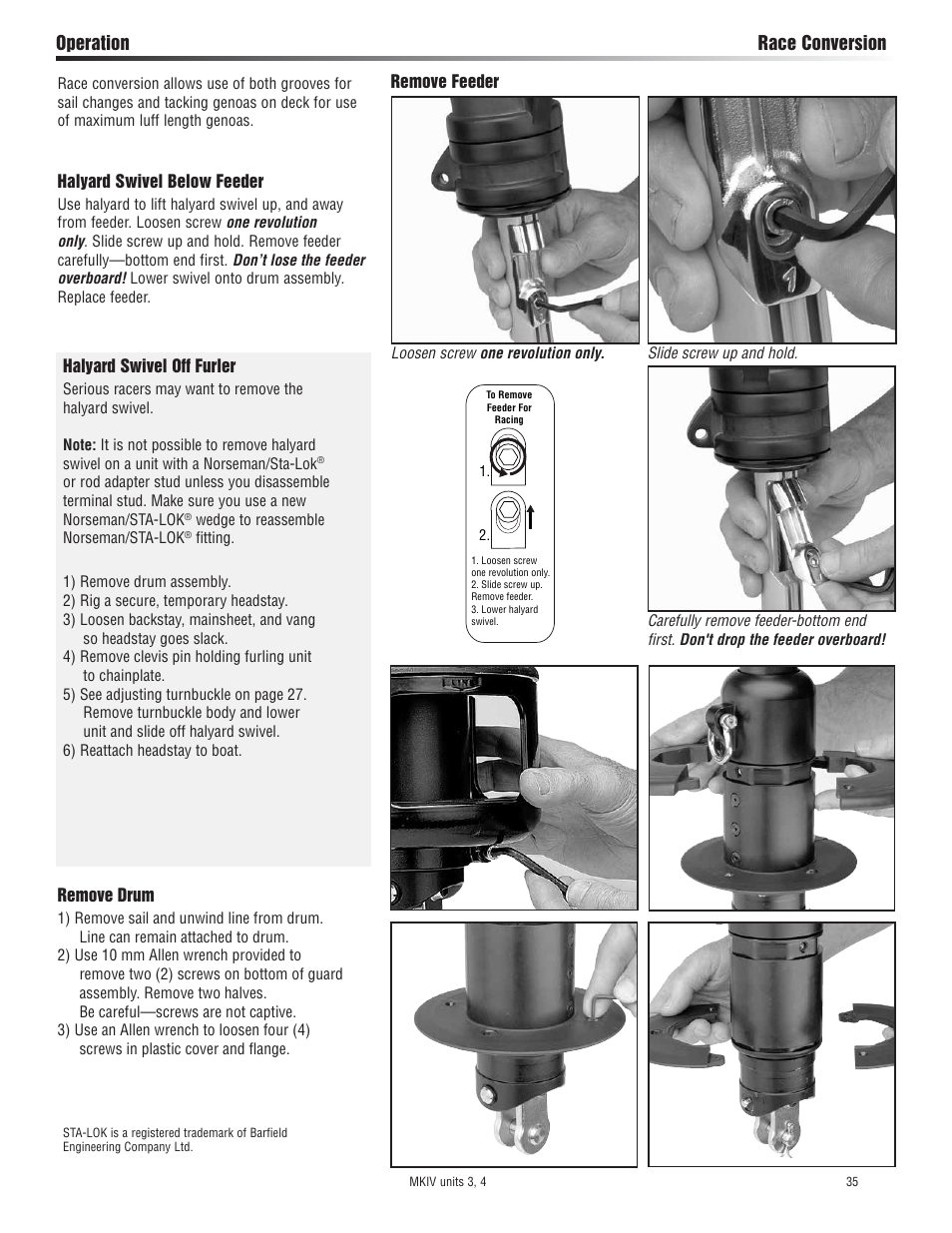 Operation race conversion | Harken 7413.10 MKIV Jib Reefing & Furling built after Feb. 2009 User Manual | Page 35 / 44