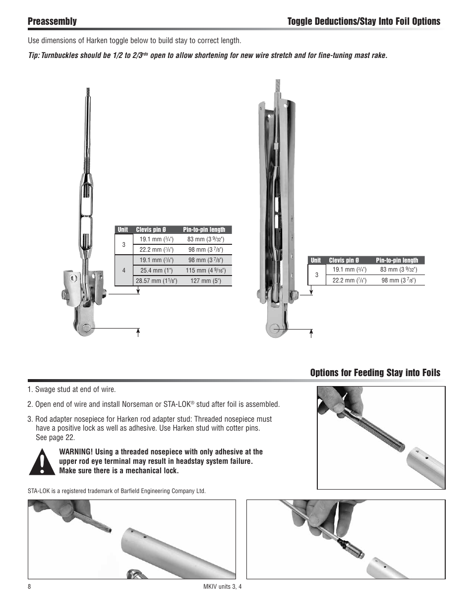 Options for feeding stay into foils | Harken 7413.10 MKIV Jib Reefing & Furling built after Feb. 2009 User Manual | Page 8 / 44