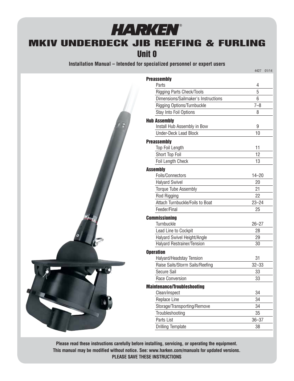 Harken 7410.11 MKIV Jib Reefing & Furling User Manual | 40 pages