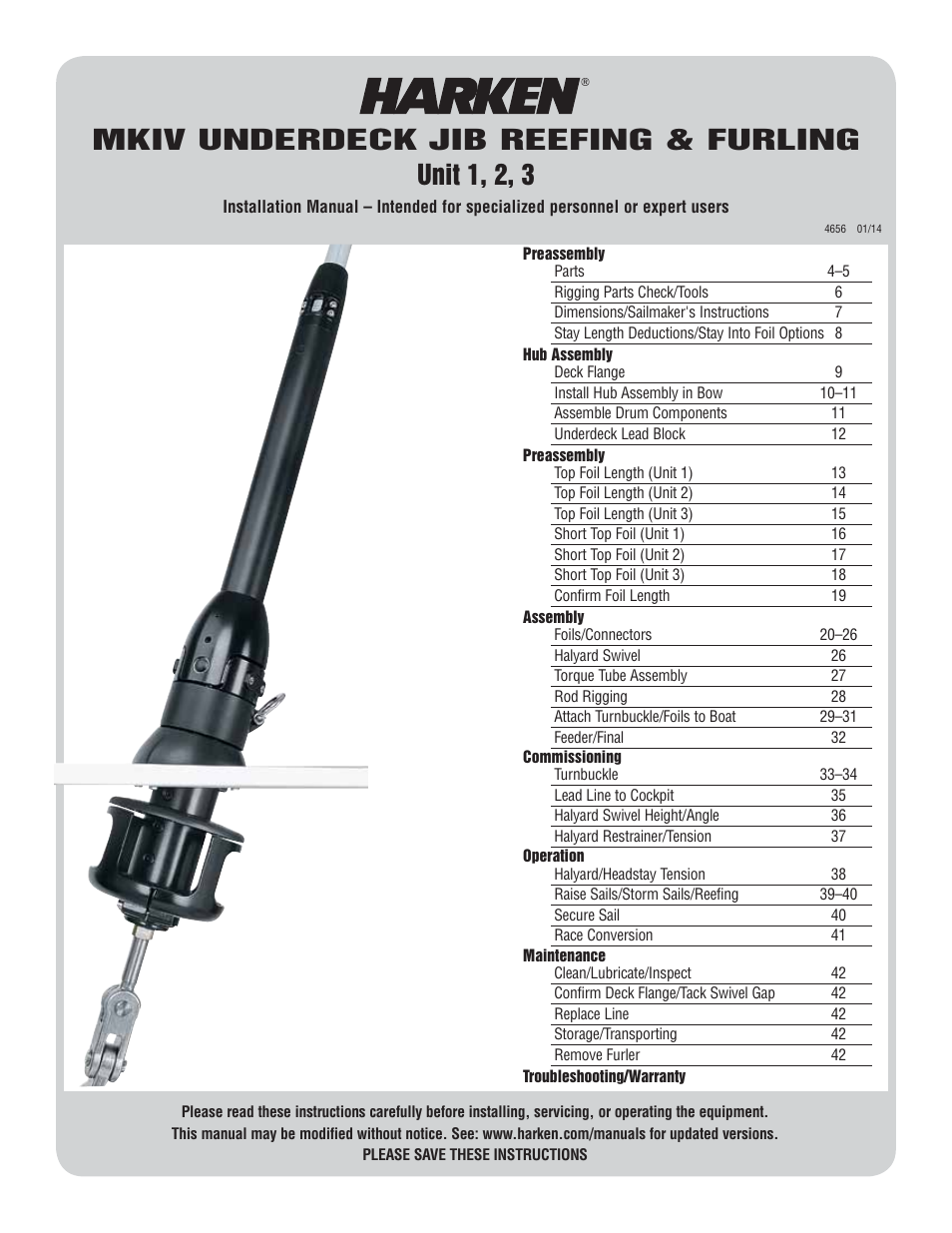 Harken 7411.11 1/2 MKIV Jib Reefing & Furling User Manual | 56 pages