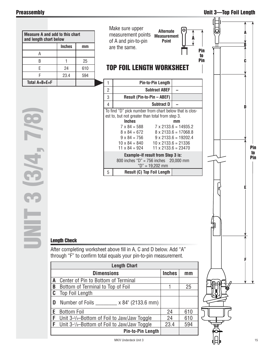 Top foil length worksheet | Harken 7411.11 1/2 MKIV Jib Reefing & Furling User Manual | Page 15 / 56