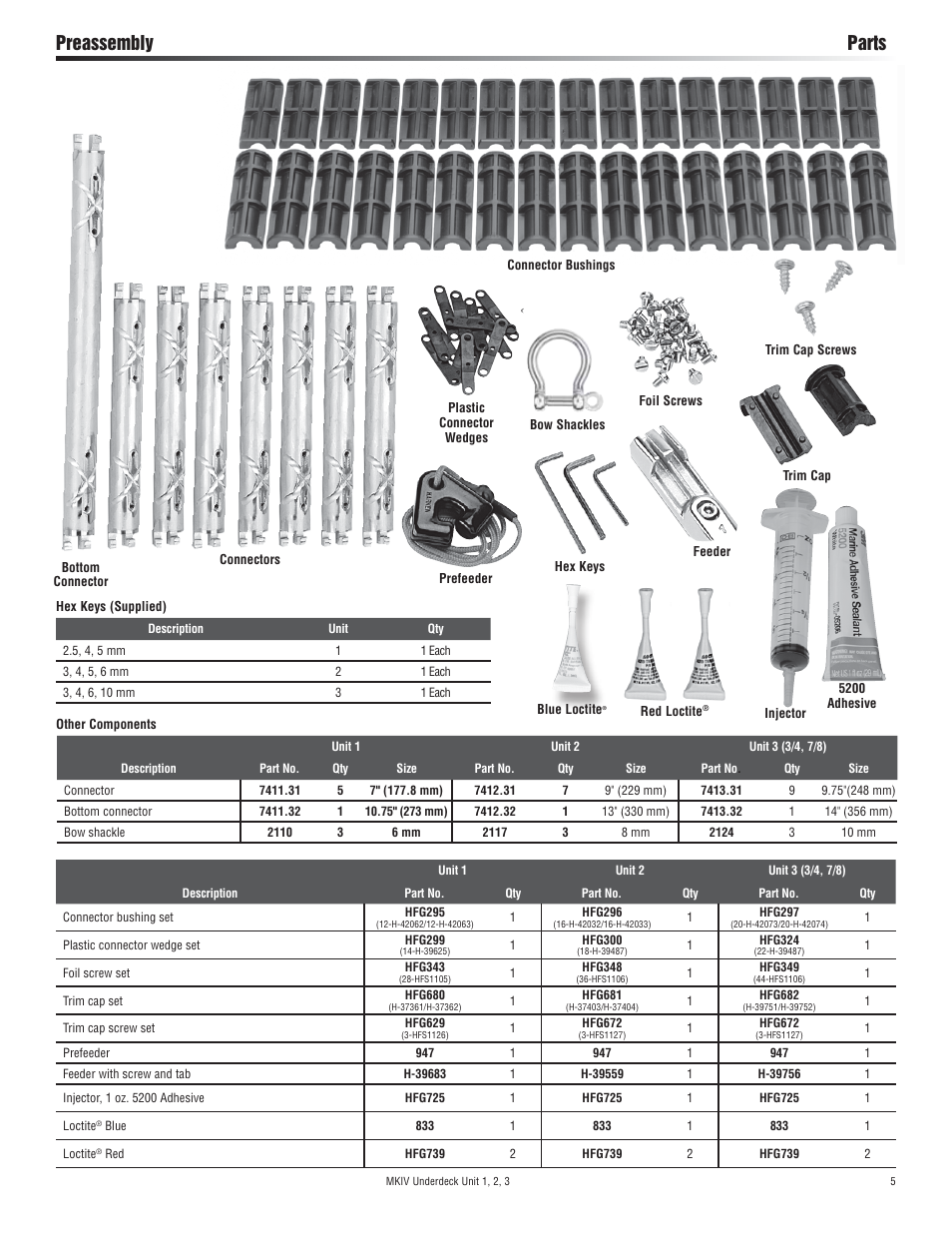 Preassembly parts | Harken 7411.11 1/2 MKIV Jib Reefing & Furling User Manual | Page 5 / 56
