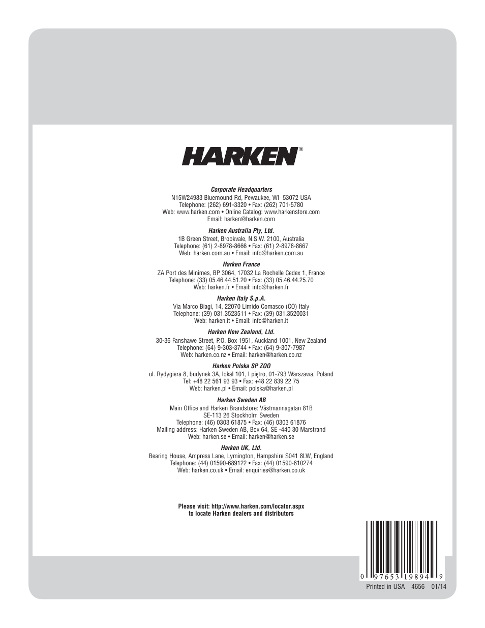 Harken 7411.11 1/2 MKIV Jib Reefing & Furling User Manual | Page 56 / 56